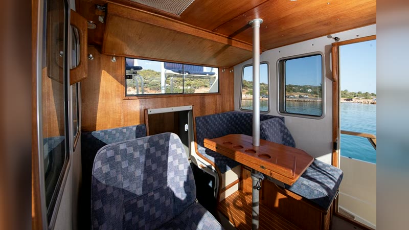 Targa 27 cabin saloon with panoramic sea views